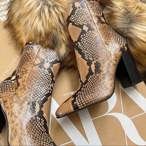LEATHER ANIMAL PRINT ANKLE BOOTS